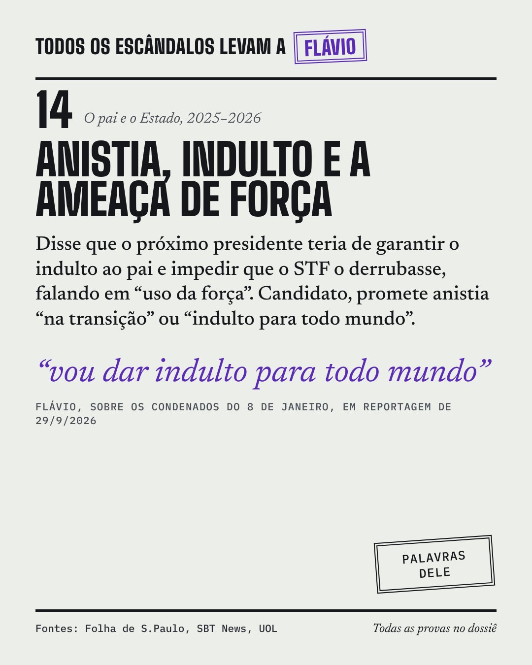 Card do caso 14, Anistia, indulto e a ameaça de força