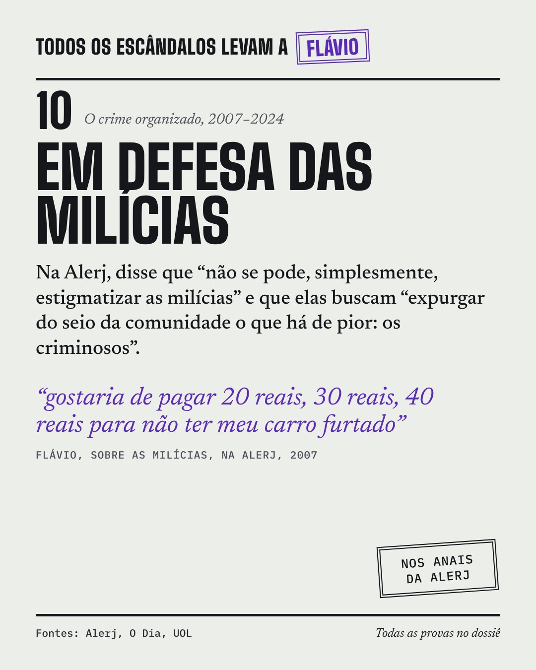 Card do caso 10, Em defesa das milícias